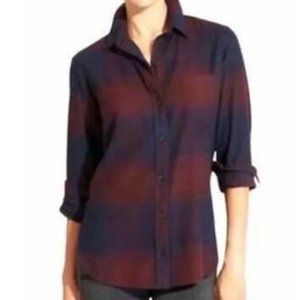 Athleta| Heat Gen Lumber Jill Burgundy & Blue Plaid Flannel Button Down Shirt